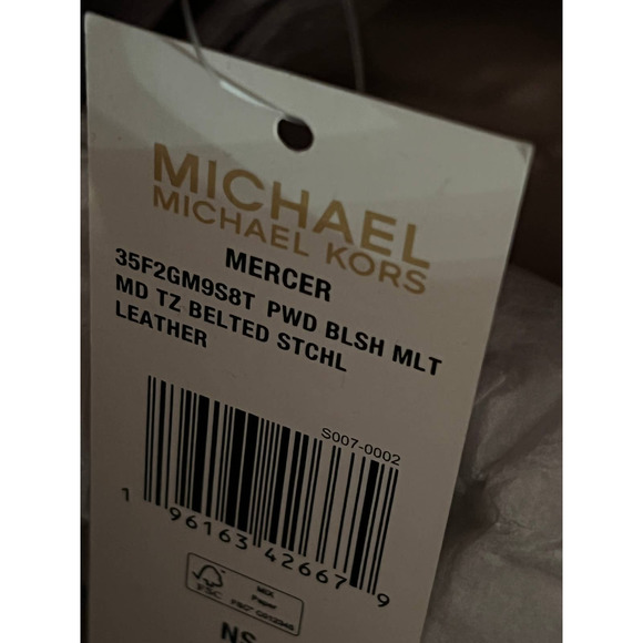 Michael Kors Mercer Belted MD Satchel Pink Blush Pebbled Leather Bag NWT - Picture 12 of 12